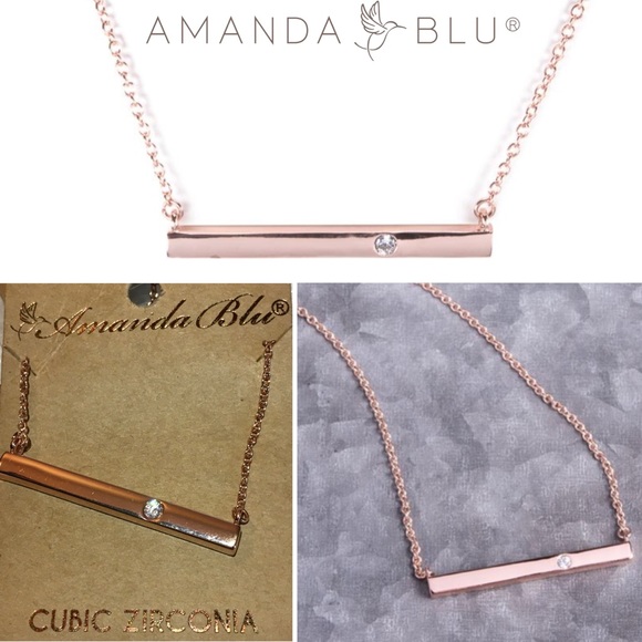 2pcs Rose Gold Bar & Paved Anchor Pendant Necklace - Picture 4 of 5